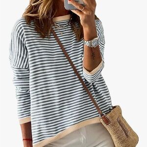 Striped Blue and White Women's Top